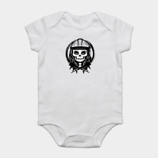 Fossicker Skull and Jackhammer Black Logo Baby Bodysuit